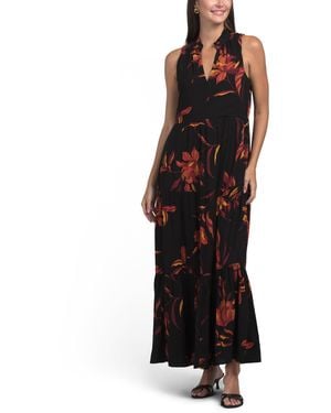 TJ Maxx Floral Printed Maxi Dress For Viscose - Black