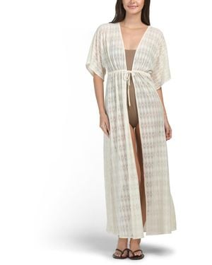 TJ Maxx Sunkissed Crochet Cover-Up Caftan, Spandex/Polyester - White