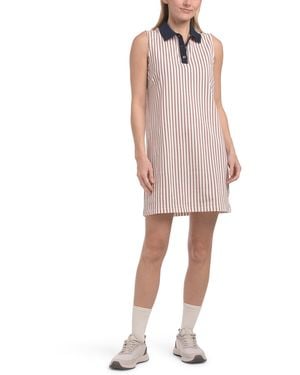 TJ Maxx Contrast Collar Sleeveless Polo Mini Dress For Cotton - Pink
