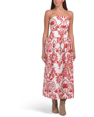 TJ Maxx Strapless Print Dress For Cotton - Red