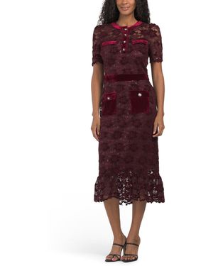 TJ Maxx Lace Velvet Dress For Nylon/Spandex/Polyester - Red