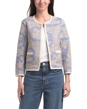 TJ Maxx Louisa Jacket With Patchwork, Cotton/Polyester - Gray