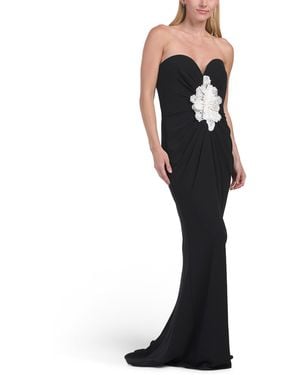 TJ Maxx 3D Flower Detail Strapless Gown For Spandex/Polyester - Black