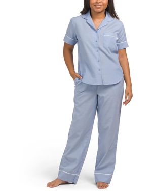 TJ Maxx 2Pc Chambray Sleep Set For Cotton/Polyester - Blue