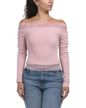 TJ Maxx Lace Detail Off The Shoulder Top For Nylon/Spandex/Rayon - Red