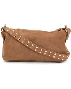 TJ Maxx Suede Shoulder Bag With Studded Strap For /Suede - Brown