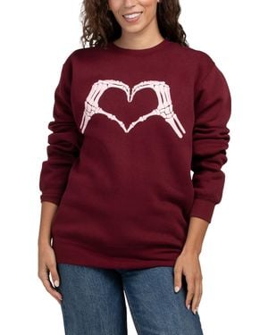 TJ Maxx Skeleton Heart Hands Crew Neck Sweatshirt For Cotton/Polyester - Red