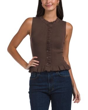 TJ Maxx Greer Ruffled Sleeveless Vest For Nylon/Rayon - Blue