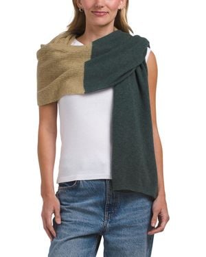 TJ Maxx Lambswool Blend Reverse Jersey Stitch Crochet Edge Wrap Scarf For Nylon/Wool - Gray