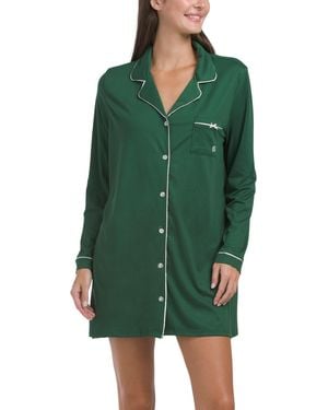 TJ Maxx Notch Collar Nightshirt For Polyester - Green