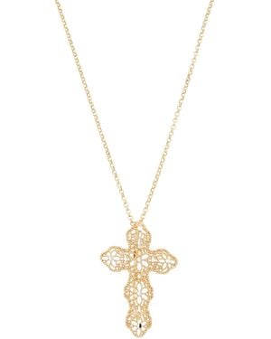 TJ Maxx Made 18Kt Plated Filigree Cross Pin Pendant Necklace For - Metallic