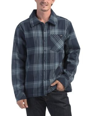 TJ Maxx Grant Plaid Flannel Sherpa Lined Shacket For Cotton/Polyester - Blue