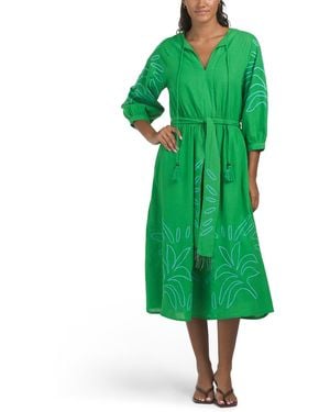 TJ Maxx Eliza Embroidered Long Sleeve Maxi Dress For Cotton/Polyester - Green