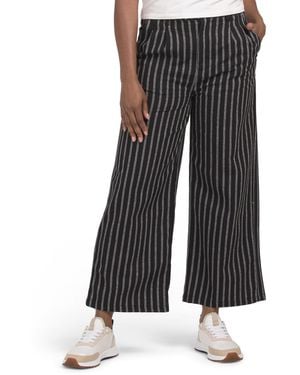 TJ Maxx Pinstriped Cropped Pants For Cotton/Linen/Viscose - Black