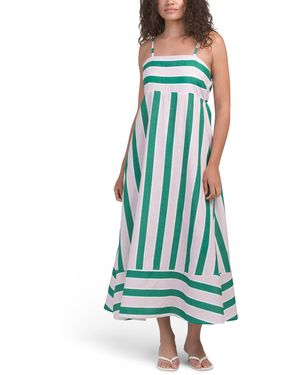 TJ Maxx Linen Blend Striped Maxi Dress For Cotton/Linen - Blue