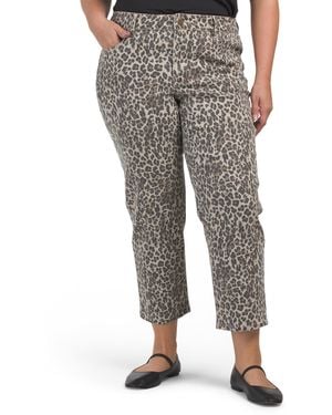 TJ Maxx Plus Mid Rise Print Slouchy Straight Ankle Jeans For Spandex/Cotton/Polyester - Gray