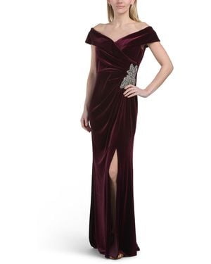 TJ Maxx Velvet Fit And Flare Gown For Spandex/Polyester - Purple