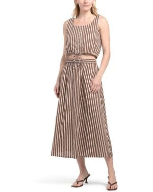 TJ Maxx 2Pc Poplin Striped Maxi Skirt And Top Set For Cotton - Natural