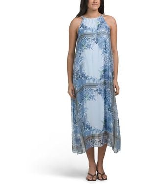 TJ Maxx Square Halter Neck Maxi Dress For Viscose - Blue