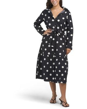 TJ Maxx Long Sleeve Polka Dot Midi Dress For Cotton - Black