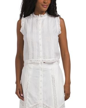 TJ Maxx Linen Blend Crochet Tank Top For Linen/Rayon - White