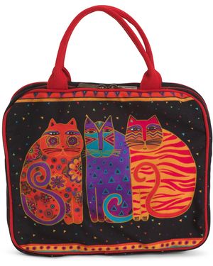 TJ Maxx Large Feline Friends Cosmetic Tote For Leather - Red
