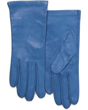 TJ Maxx Leather Short Gloves With Silk Lining For - Blue