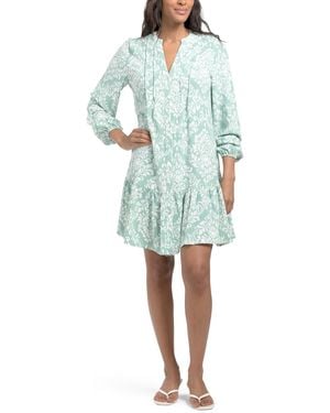 TJ Maxx Pleated Front Flounce Hem Mini Dress For Polyester - Blue