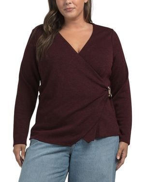 TJ Maxx Plus V-Neck Side Metal Clasp Top For Spandex/Polyester - Red