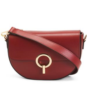 TJ Maxx Leather Round Closure Back Zip Pocket Crossbody For Leather - Red