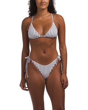 TJ Maxx Lace Trim Striped Triangle Two-Piece Bikini Swim Set With Headband For Nylon/Polyester - Brown