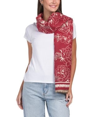 TJ Maxx Jacquard Floral Scarf For Polyester - White