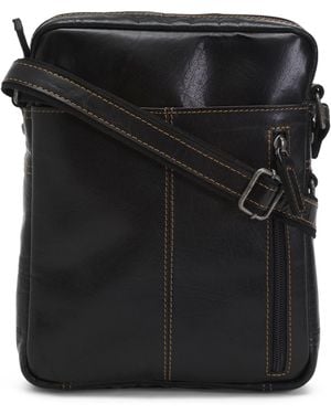 TJ Maxx Leather Voyager Hand Stained Slim Crossbody For - Black