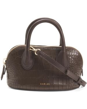 TJ Maxx Leather The Muriel Faux Crocodile Satchel For Leather - Brown