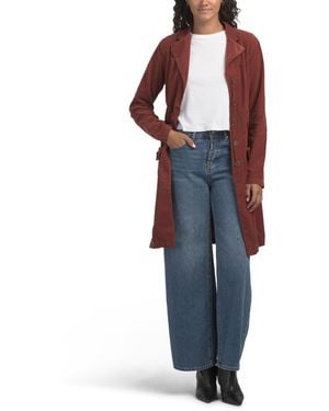TJ Maxx Corduroy Belted Trench Coat, Cotton - Blue