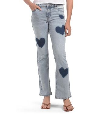 TJ Maxx Mid Rise Boot Cut Jeans With Heart Shadow Pattern For Spandex/Cotton/Polyester - Blue