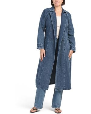 TJ Maxx Denim Trench Coat, Cotton/Polyester - Blue
