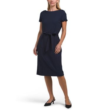 TJ Maxx Seamed Knit Belted Midi Dress For Nylon/Spandex/Viscose - Blue