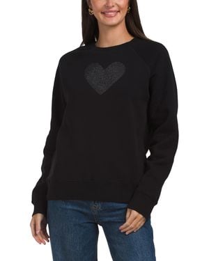 TJ Maxx Rhinestone Heart Sweater For Cotton - Black
