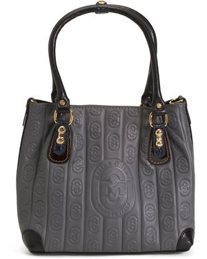 TJ Maxx Leather Smooth Tote, Leather - Black