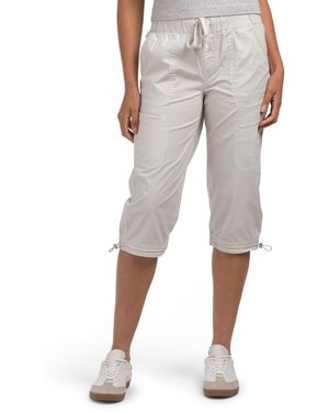 TJ Maxx Poplin Pull On Drawstring Pants With Toggle Cuffs For Spandex/Cotton - Gray