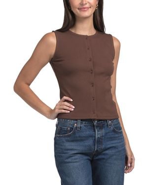 TJ Maxx Sleeveless Crew Neck Button Front Tank For Spandex/Rayon - Blue
