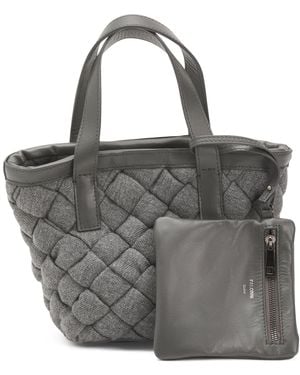 TJ Maxx Woven Fabric Mini Satchel For Leather - Gray
