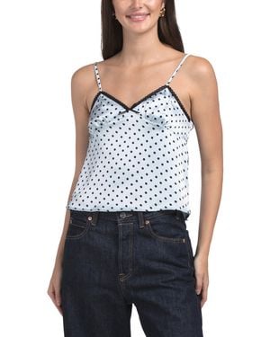 TJ Maxx Polka Dot Satin Babydoll Top For Polyester - Blue