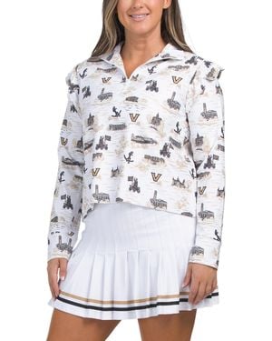 TJ Maxx Vanderbilt Grayson Quarter Zip Pull Over Top For Polyester - White
