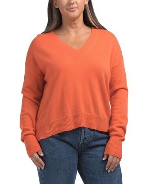 TJ Maxx Cashmere Gemma V-Neck Sweater - Orange