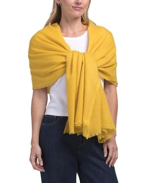 TJ Maxx Cashmere Pashmina Scarf With Eyelash Fringes For - Yellow