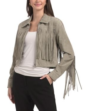 TJ Maxx Suede Fringe Jacket For Spandex/Polyester/Suede - Gray