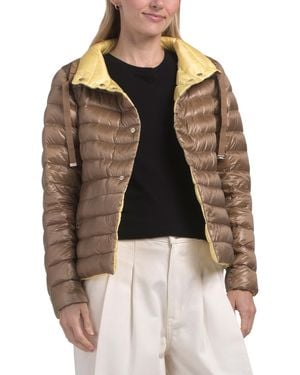 TJ Maxx Reversible Drawstring Mock Neck Puffer Coat, Cotton/Polyester - Brown