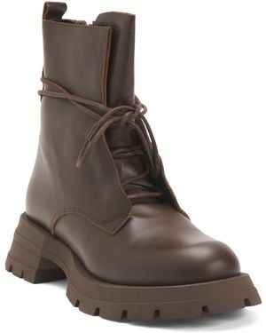 TJ Maxx Leather Tie Lugg 25 Boots For - Brown